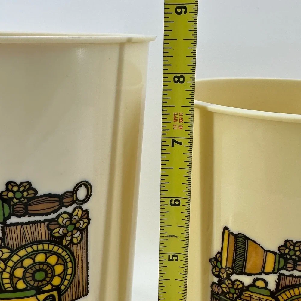 Vintage MCM Nesting Kitchen Canister Set Cream Yellow Retro 70s Excellent